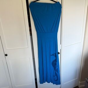 Blue Strapless Maxi Dress